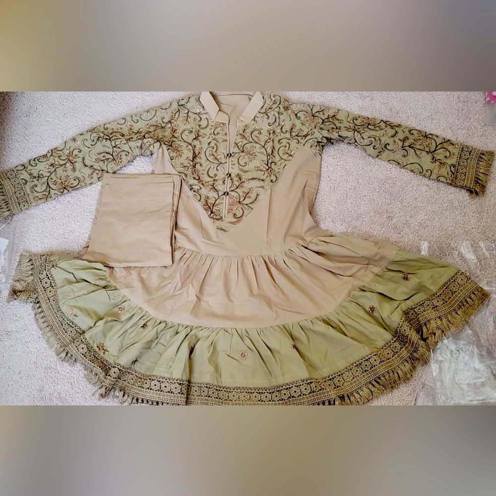 Embroidered cotton kurta and trouser